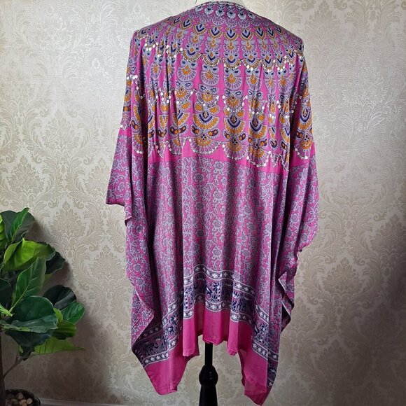 Jungle Girl One Size Swimsuit Cover Up Pink Gray Orange Sequin Embellished NWT - Picture 8 of 14